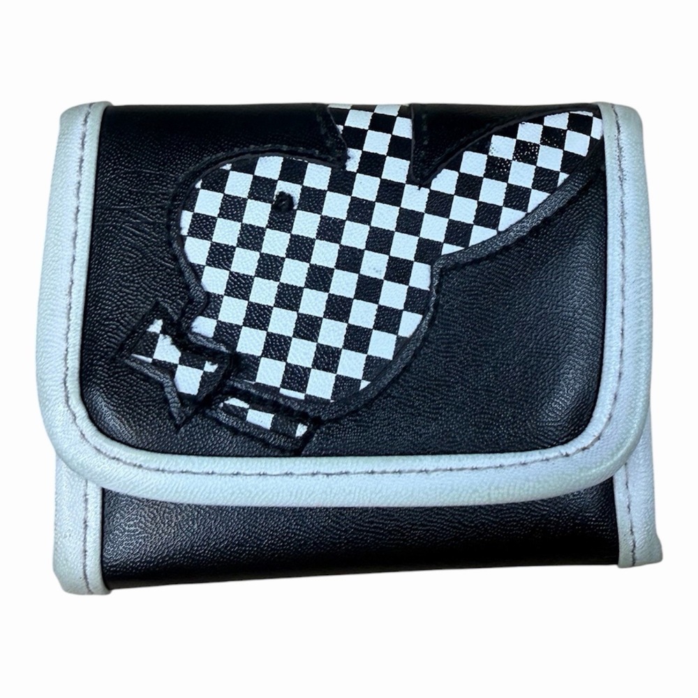 Playboy Wallet Checkered Bunny Card Holder Trifold Pink Lined 90's 2000's Y2K